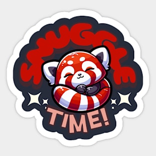 Cute Chibi Red Panda - Napping for Snuggle Time Sticker